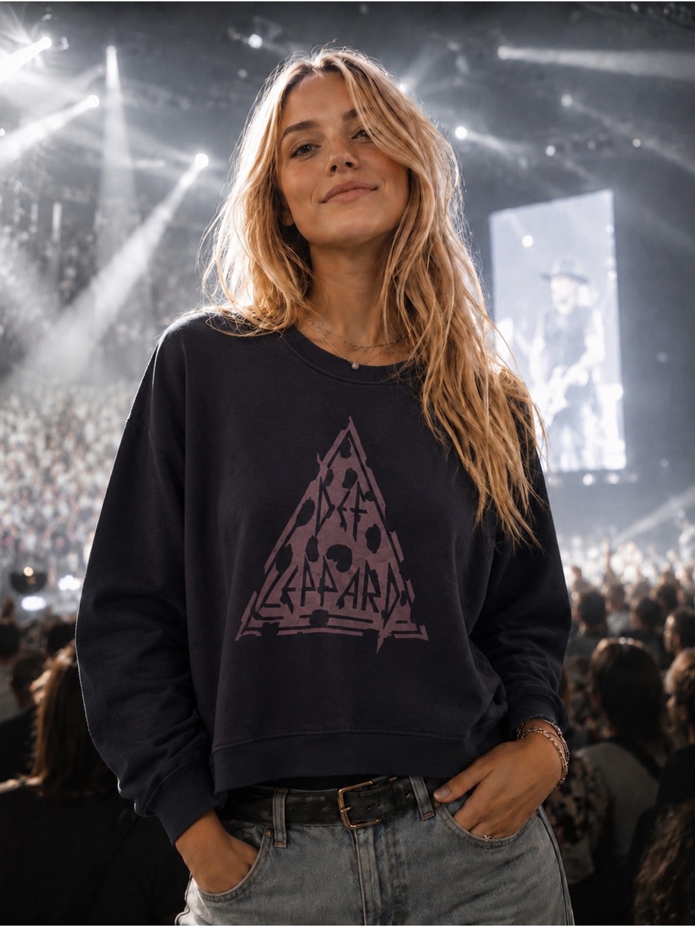 Black Graphic Def Leppard Crewneck Sweatshirt